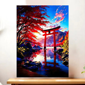 Affiche Paysage Japonais illustrée à la main en Anjou