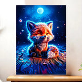 Affiche Renard Lune illustrée à la main en Anjou