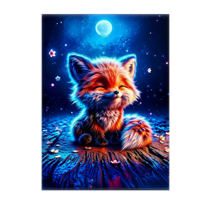 Poster Renard Lune illustré à la main en Anjou