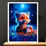 Cadre Blanc Renard Lune illustré à la main en Anjou