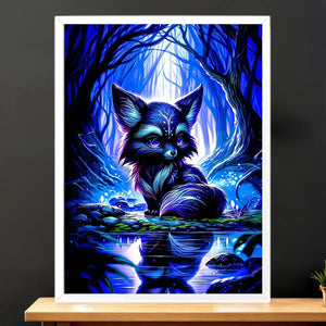 Cadre Blanc Renard Sombre illustré à la main en Anjou