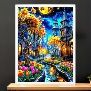 Cadre Blanc Jardin Fleuri