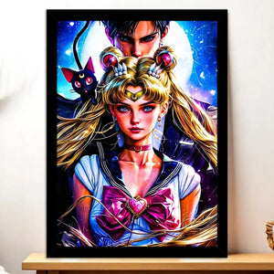 Cadre Noir Sailor Moon illustré à la main en Anjou