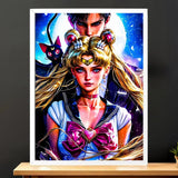 Cadre Blanc Sailor Moon illustré à la main en Anjou