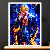 Cadre Blanc Sanji One Piece illustré à la main en Anjou