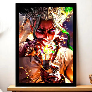 Cadre Noir Senku Dr Stone illustré à la main en Anjou