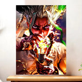 Affiche Senku Dr Stone illustrée à la main en Anjou