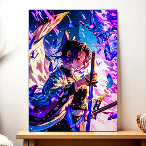 Tableau Shinobu Kocho Demon Slayer illustré à la main en Anjou