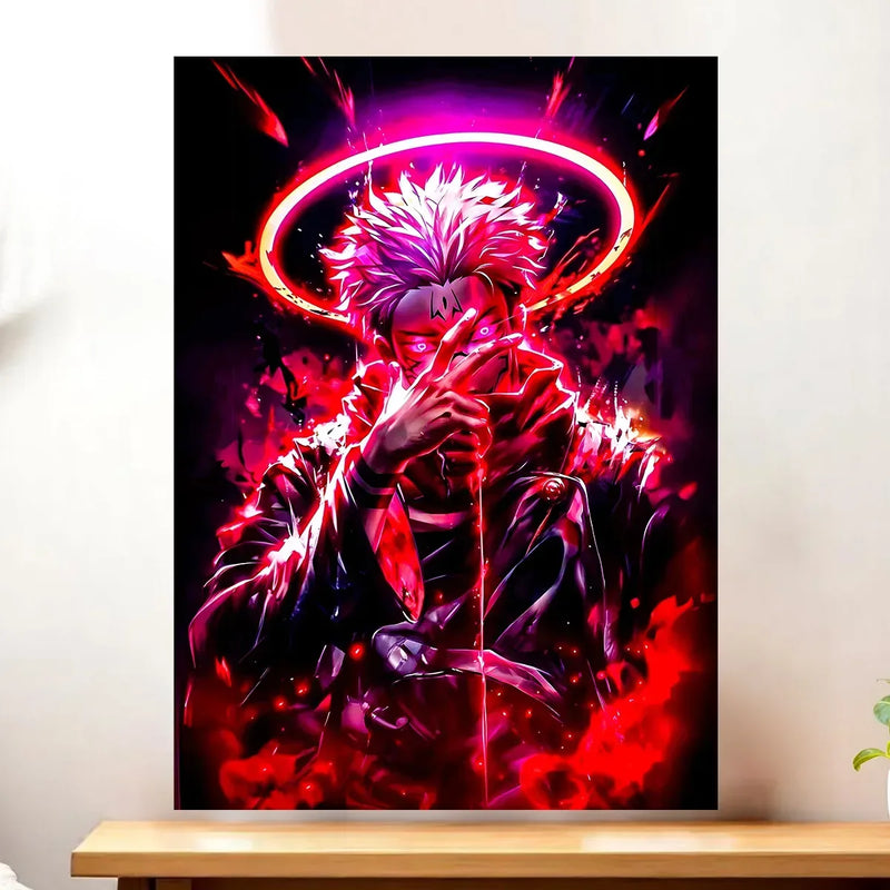 Affiche Sukuna Jujutsu Kaisen illustrée à la main en Anjou