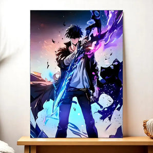 Tableau Sung Jin-Woo Solo Leveling illustré à la main en Anjou