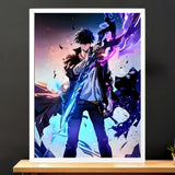 Affiche Sung Jin-Woo Solo Leveling illustrée à la main en Anjou