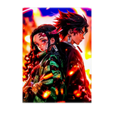 Poster Tanjiro X Nezuko Demon Slayer illustré à la main en Anjou