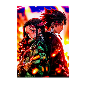 Poster Tanjiro X Nezuko Demon Slayer illustré à la main en Anjou