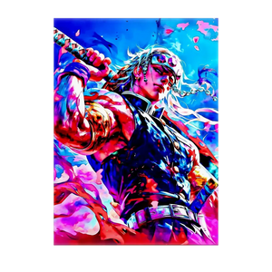 Affiche Tengen Uzui Demon Slayer illustrée à la main en Anjou