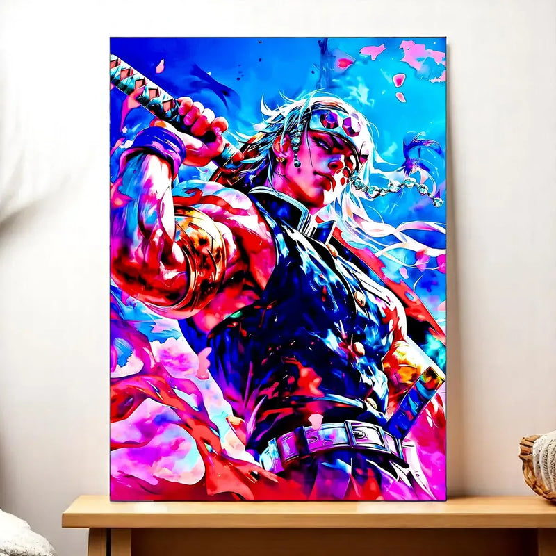 Tableau Tengen Uzui Demon Slayer illustré à la main en Anjou