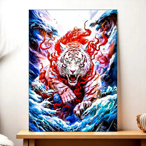 Tableau Tigre Blanc illustré à la main en Anjou