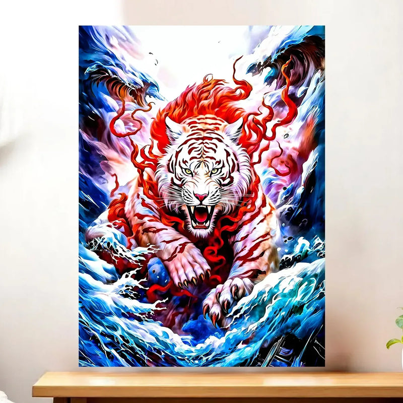 Affiche Tigre Blanc illustrée à la main en Anjou
