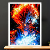 Cadre Blanc Shoto Todoroki illustré à la main en Anjou
