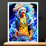 Cadre Blanc Trafalgar Law One Piece illustré à la main en Anjou