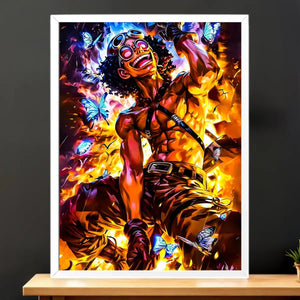 Cadre Blanc Usopp inspiré de One Piece illustré à la main en Anjou