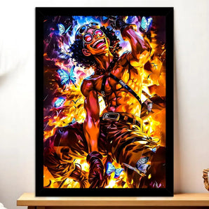 Cadre Noir Usopp inspiré de One Piece illustré à la main en Anjou