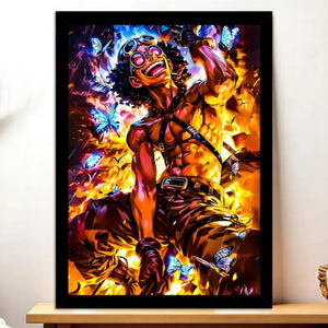 Cadre Noir Usopp inspiré de One Piece illustré à la main en Anjou