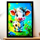 Cadre Noir Vache illustré à la main en Anjou