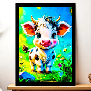 Cadre Noir Vache illustré à la main en Anjou