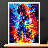 Cadre Blanc Vegeta SSJ4 Dragon Ball GT illustré à la main en Anjou