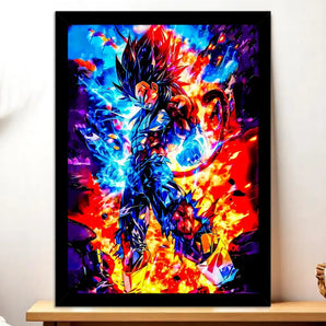 Cadre Noir Vegeta SSJ4 Dragon Ball GT illustré à la main en Anjou