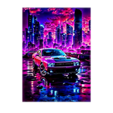 Poster Voiture Américaine illustré à la main en Anjou