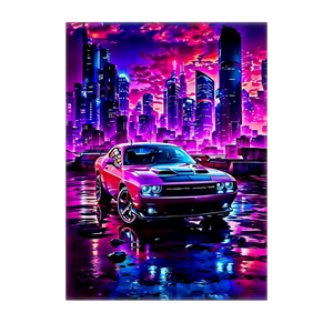 Poster Voiture Américaine illustré à la main en Anjou