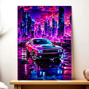 Tableau Voiture Américaine illustré à la main en Anjou