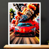 Cadre Blanc Voiture de Sport
