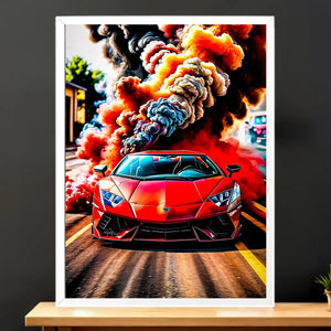 Cadre Blanc Voiture de Sport