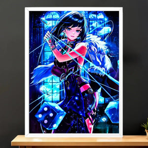 Cadre Blanc Yelan Genshin Impact illustré à la main en Anjou