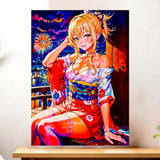 Affiche Yoimiya Genshin Impact illustrée à la main en Anjou