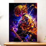 Affiche Zenitsu Demon Slayer illustrée à la main en Anjou