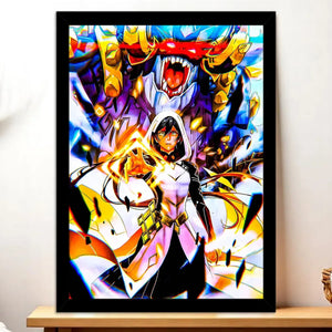 Cadre Noir Zhongli Genshin Impact illustré à la main en Anjou