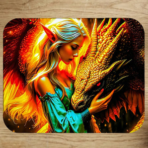 Tapis de Souris Femme et Dragon illustré à la main en Anjou