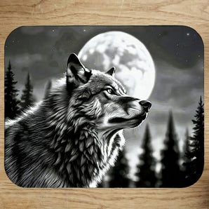 Tapis de Souris Loup Monochrome illustré à la main en Anjou