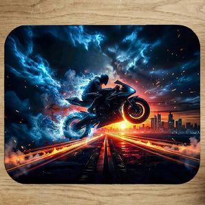 Tapis de Souris Moto Noire illustré à la main en Anjou