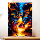 Affiche Dracaufeu Pokémon illustrée à la main en Anjou
