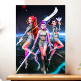 Affiche Kpop Demon Hunter HUNTR/X illustrée à la main en Anjou