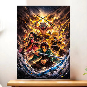 Affiche Kimetsu no Yaiba Demon Slayer illustrée à la main en Anjou