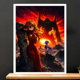 Cadre Blanc Evangelion illustré à la main en Anjou