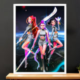 Cadre Blanc Kpop Demon Hunter HUNTR/X illustré à la main en Anjou