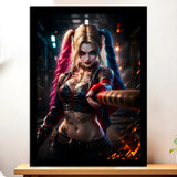 Cadre Noir Harley Quinn illustré à la main en Anjou