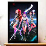 Cadre Noir Kpop Demon Hunter HUNTR/X illustré à la main en Anjou