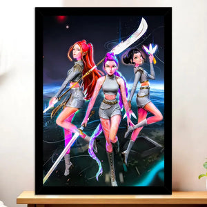 Cadre Noir Kpop Demon Hunter HUNTR/X illustré à la main en Anjou